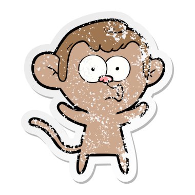 bir çizgi film sürpriz maymunun sıkıntılı etiket