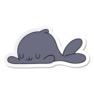 ilginç bir el etiket karikatür balina çizilmiş