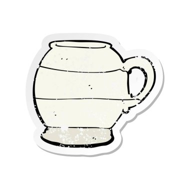 bir çizgi film eski stil kupa Retro sıkıntılı etiket