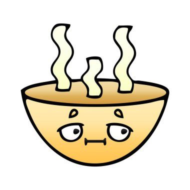 Degrade gölgeli karikatür tas sıcak çorba