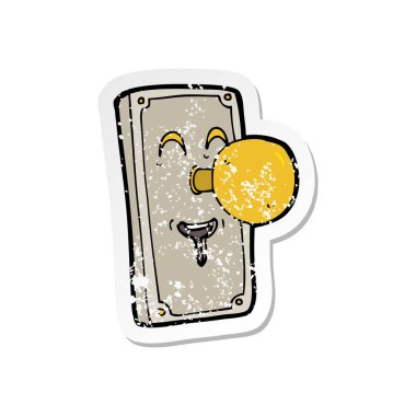 bir çizgi film kapı kolu Retro sıkıntılı etiket