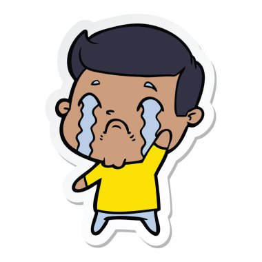 ağlayan bir çizgi film adamın etiket