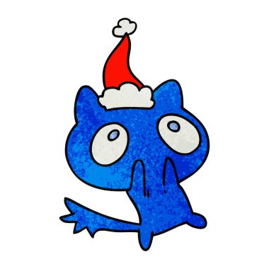 Noel dokulu karikatür kawaii kedi el çekilmiş