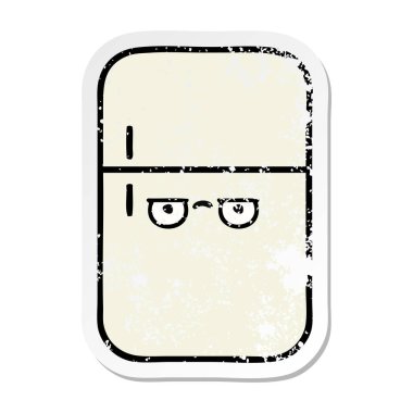 sevimli çizgi buzdolabı dondurucu sıkıntılı etiket