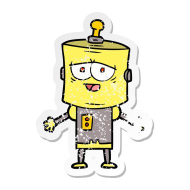 bir çizgi film robot sıkıntılı etiket
