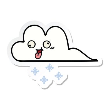 sevimli çizgi kar bulut etiket