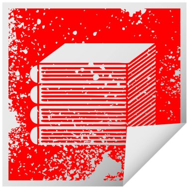 sıkıntılı Meydanı kitapların bir yığınına sembolü etiket soyma