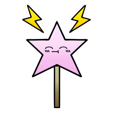 Degrade gölgeli çizgi film sihirli değnek