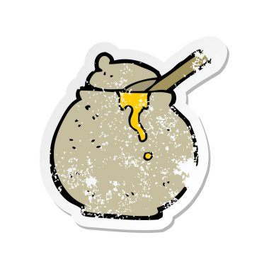 bir çizgi film bal tencere Retro sıkıntılı etiket