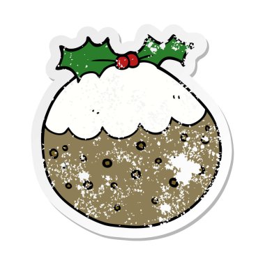 bir karikatür Noel pudingi sıkıntılı etiket