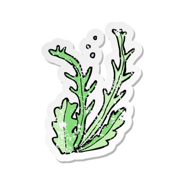 bir çizgi film yosun Retro sıkıntılı etiket