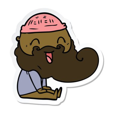 etiket mutlu bir sakallı adamın gülmekten oturdu