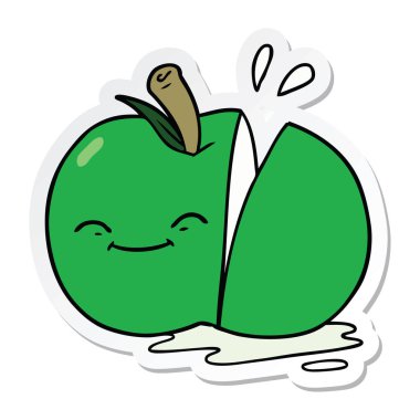etiket bir karikatür dilimlenmiş elma