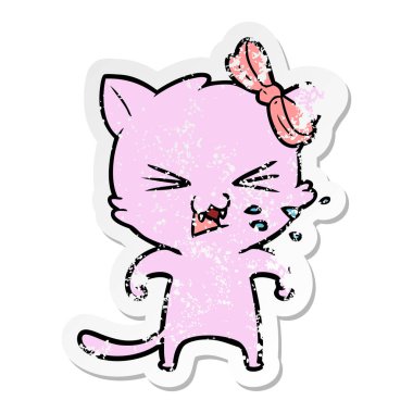 bir karikatür kedi sıkıntılı etiket