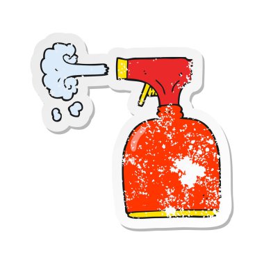 bir çizgi film sprey şişe Retro sıkıntılı etiket