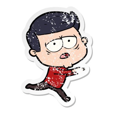 bir karikatür dostum yorgun sıkıntılı etiket