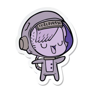 bir çizgi film astronot kadının etiket