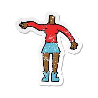 bir çizgi film kadın bedeninin Retro sıkıntılı etiket