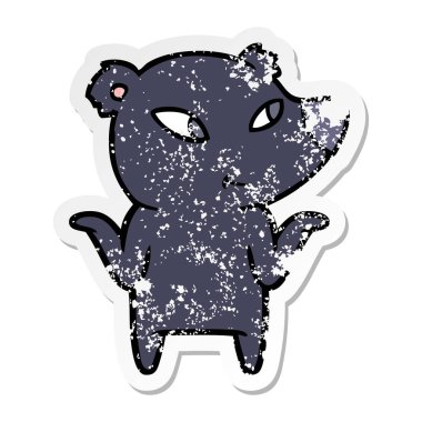 omuzlarında shrugging sevimli çizgi ayı sıkıntılı etiket