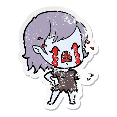 bir çizgi film ağlayan vampir kızın sıkıntılı etiket