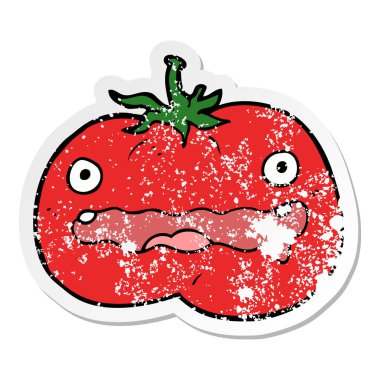 bir çizgi film domates sıkıntılı etiket