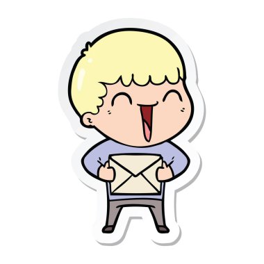 etiket karikatür mutlu bir adamın