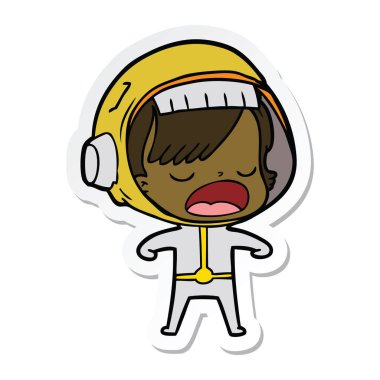 etiket açıklayan bir karikatür astronot kadının