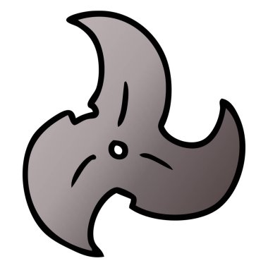 çizilmiş degrade çizgi film doodle tek Ninja yıldızı atma bir el