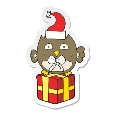 etiket bir karikatür Noel baykuş
