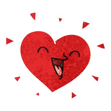 Retro illüstrasyon stil ilginç karikatür mutlu kalp