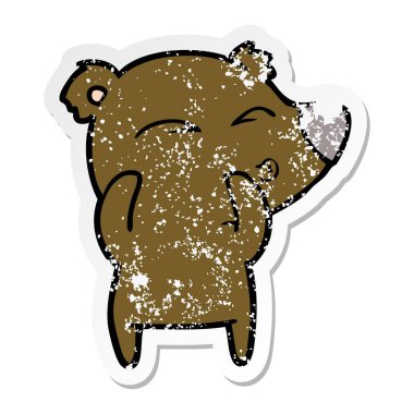 ayı ıslık bir karikatür sıkıntılı etiket