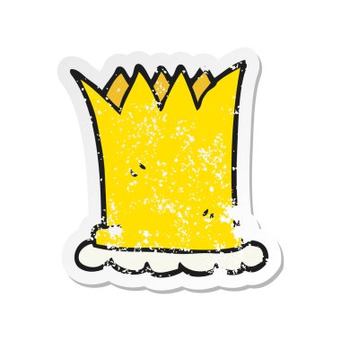 Retro etiket bir karikatür taç sıkıntılı.