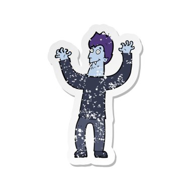 bir karikatür Retro sıkıntılı etiket halloween vampire