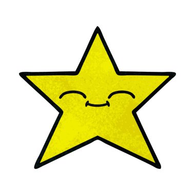 Retro grunge doku karikatür altın bir yıldız