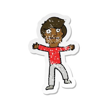 Panik bir çizgi film çocuk Retro sıkıntılı etiket