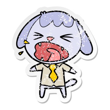 sevimli çizgi köpek havlıyor sıkıntılı etiket