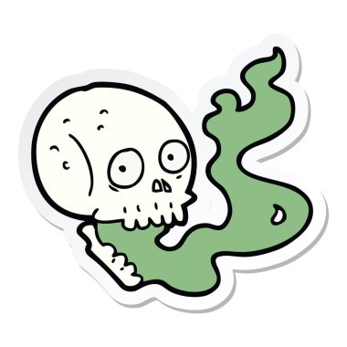 etiket bir karikatür perili kafatası