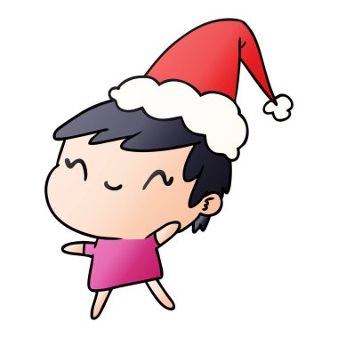 kawaii kız Noel degrade çizgi film