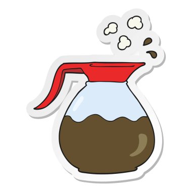 bir karikatür kahve sürahisi etiket