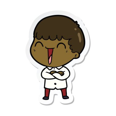 etiket karikatür mutlu bir adamın