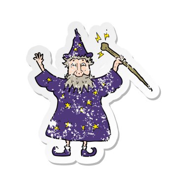 bir çizgi film Sihirbazı'nın Retro sıkıntılı etiket