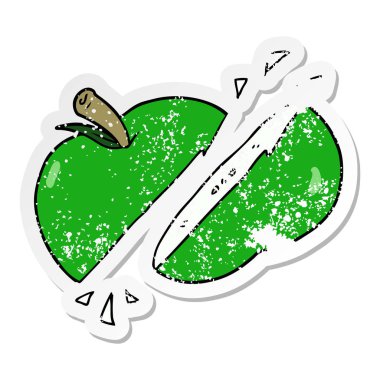 bir karikatür dilimlenmiş elma sıkıntılı etiket