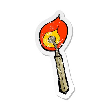 Retro sıkıntılı etiket maç yanan bir karikatür