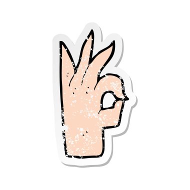 bir çizgi film iyi el hareketi Retro sıkıntılı etiket