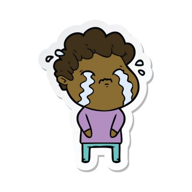 ağlayan bir çizgi film adamın etiket