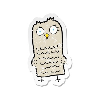 bir çizgi film baykuş Retro sıkıntılı etiket