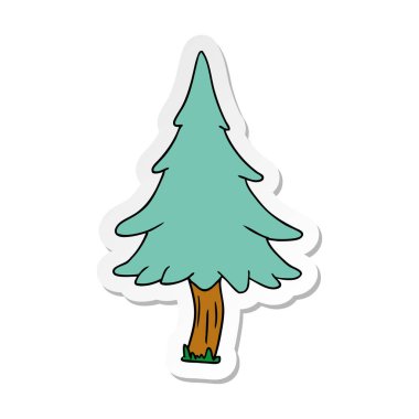 elle çizilmiş etiket karikatür doodle orman çam ağaçlarının