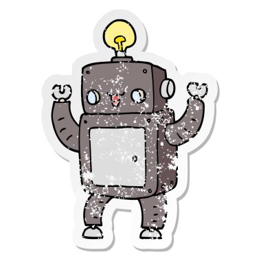 bir karikatür mutlu robot sıkıntılı etiket