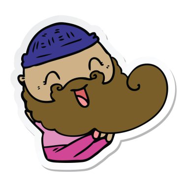 mutlu bir sakallı adamın etiket