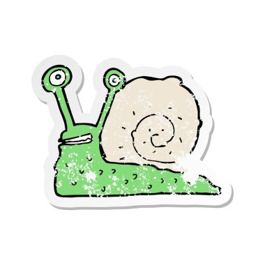 bir çizgi film salyangoz Retro sıkıntılı etiket